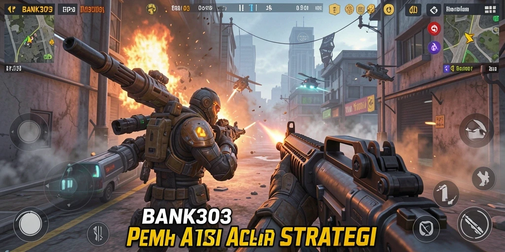 Gameplay seru BANK303 dengan aksi tembak-menembak yang mendebarkan.