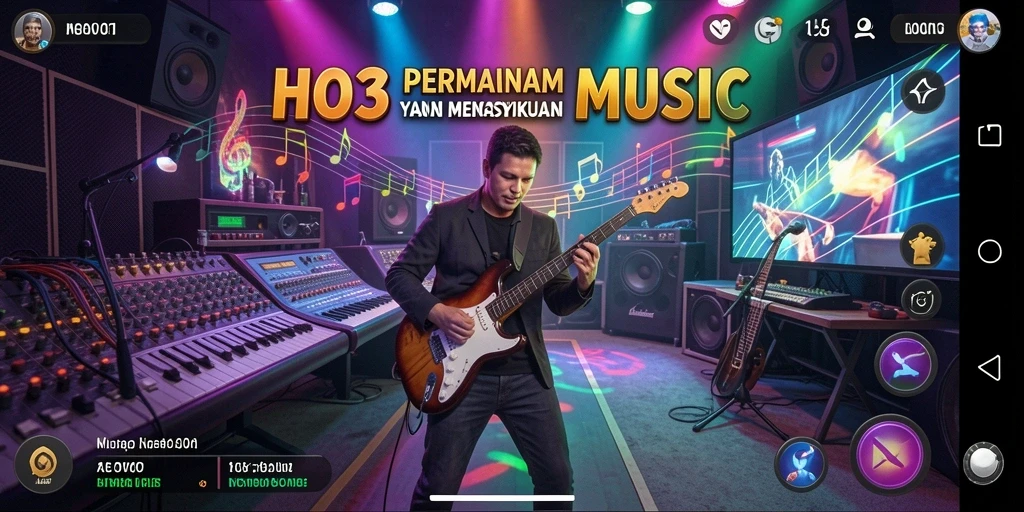 Tampilan gameplay HO3 yang menampilkan aksi musik seru.