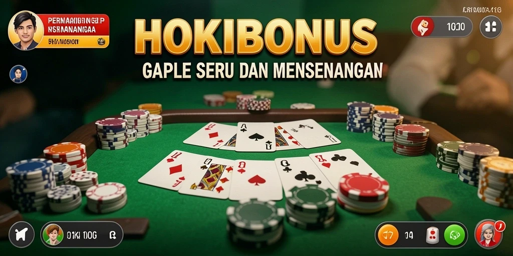 Screenshot utama HOKIBONUS menampilkan gameplay Gaple yang seru.