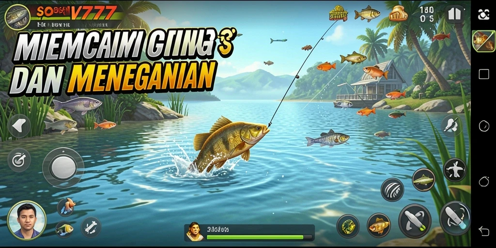 Tampilan gameplay SOV777 dengan aksi memancing yang seru.