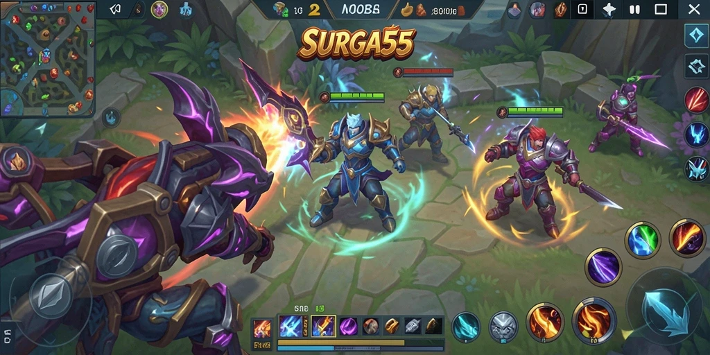 Tampilan gameplay seru dan karakter unik di SURGA55.